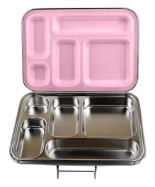 بونجور -  صندوق غداء من الستانلس ستيل بـ 5 أقسام - وردي