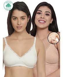 Inner Sense 2 Pack Organic Antimicrobial Laced Soft Nursing Bra - Multicolor