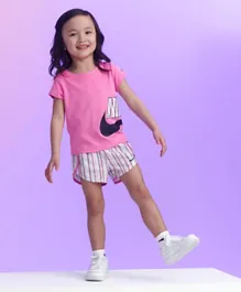 Nike Happy Camper Tee & Sprinter Shorts Set - Pink & White