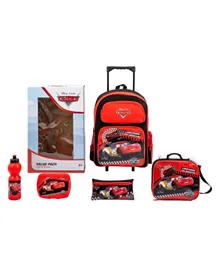 Disney Cars Trolley Backpack + Pencil Pouch + Lunch Bag + Lunch Box + Water Bottle