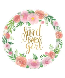 Party Centre Floral Baby Girl Paper Plates - Pack of 8