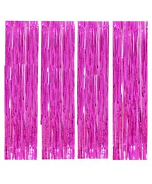 Highlands Pink Metallic Foil Fringe Curtain - Pack of 4