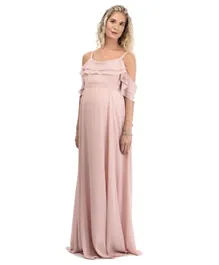 Mums & Bumps Sara  Chiffon Long Maternity Dress - Pink
