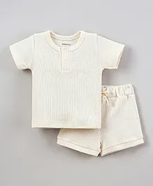 BabyCosy Organic Cotton T-Shirt with Shorts Set - Ecru