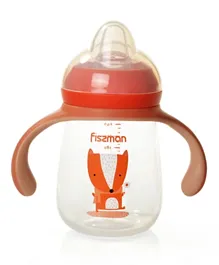 Fissman Training Cup With Spout & Straw Spill Proof Sippy With Handle Orange - 260mL