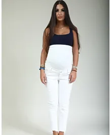 Oh9shop Raw Hem Relaxed White Jeans - White