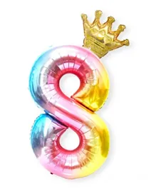 Highland Rainbow Balloons With Gold Crown Number 8