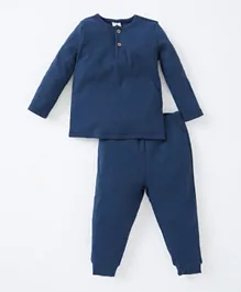 DeFacto Front Button T-Shirt & Pants/Co-ord Set - Navy Blue