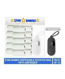 Star Babies Disposable Scented Bags Pack of 15 & Dispenser - White
