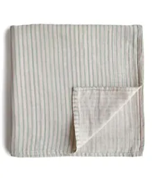 Mushie Swaddle Organic Cotton - Sage Stripe