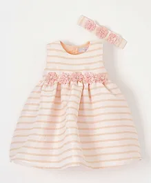R&B Kids Striped Dress - Beige