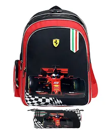 Ferrari Flag Backpack With Pencil Case - 18 inches