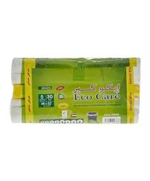 Eco Care White Garbage Bag Roll 5 Gallons Pack of 5 - 30 Pieces