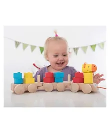 Educationall Wooden Pull Along Shapy Train - Pack of 9