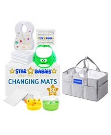 Star Babies Baby Essentials Combo Pack With Caddy Diaper Bag White - 135 Pieces
