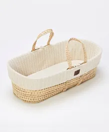 The Little Green Sheep Natural Knitted Baby Moses Basket and Mattress - Linen