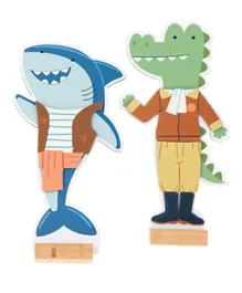 Stephen Joseph Shark and Gator Magnetic Dress Up Doll Set - Green and Blue