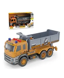 Little Story Simulation Inertial Engineering Dumping Truck Toy Vehicle With Light and Sound - Yellow
