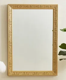 مرآة حائط هوم بوكس لاجو بإطار خشبي وحدود مُزخرفة