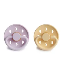 FRIGG Moon Phase Latex Baby Pacifier Pale Daffodil/Soft Lilac Pack of 2 - Size 2