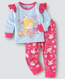 Babyqlo Tea Party Princess printed Glow in the Dark Nightwear - Multicolor