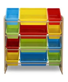 Delta Children Kids Toy Storage Organizer with 12 Plastic Bins Greenguard Gold Certified - Natural/Primary