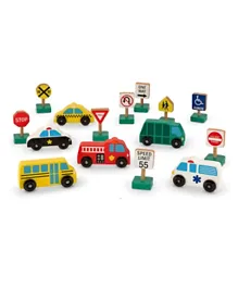 Melissa & Doug Wooden Vehicles and Traffic Signs - 15 Pieces