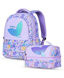 نوهوو - حقيبة مدرسية للأطفال مع طقم حقيبة الغداء بتصميم الحورية - أزرق 16 بوصة