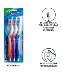 Beauty Formulas Control Action Tooth Brush - Pack of 3