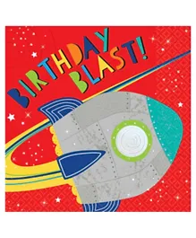 Party Centre Blast Off Birthday Lunch Napkin Red - Pack of 16