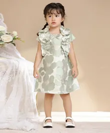 Smart Baby Bow Embellished Party Dress - Green