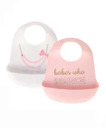Hudson Childrenswear Silicone Bibs Babes Who Brunch Pink - Pack Of 2