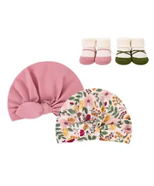 Hudson Childrenswear 2-Pack Turban Caps and Booties Set - Multicolor