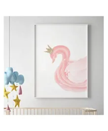 Sweet Pea Swan Glitter Crown Wall Art Print - Pink