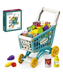 Little Story Market Shopping Cart Toy Set Green - 56 Pieces
