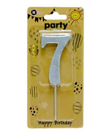 Italo Silver Glitter Dipped Number Birthday Candle - Number 7