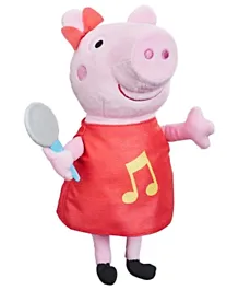 Peppa Pig Oink-Along Songs Peppa Singing Plush Doll with Sparkly Red Dress and Bow - Pink