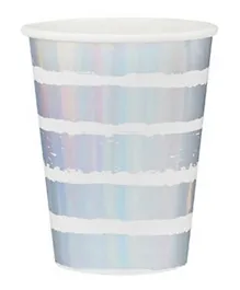 Hootyballoo Iridescent Striped Paper Cups 8 Pieces - 236.5mL