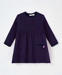 JoJo Maman Bebe Fuchsia Dot Classic Dress - Navy