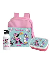 Essmak Disney Minnie 1 Personalized Backpack Set Pink - 11 Inches