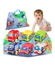 BAYBEE Soft Pull Back Cars with Play Mats - 7 Pieces