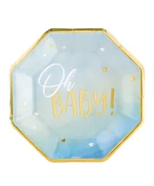 Party Centre Oh Baby Boy Metallic Shaped Paper Plates - 8 Pieces