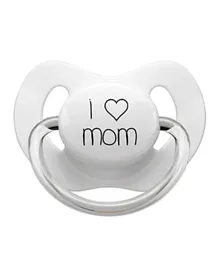 Little Mico I Love Mom Pacifier White - Size 2
