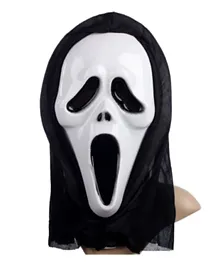 Brain Giggles Halloween Screaming Ghost Mask with Hood - Black & White