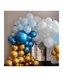 مجموعة قوس البالونات الفاخرة من جينجر راي - أزرق وذهبي
