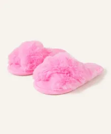 Monsoon Children Luxe Faux Fur Sliders - Pink