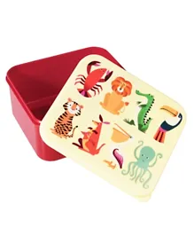 Rex London Colourful Creatures Lunch Box - Red and Cream