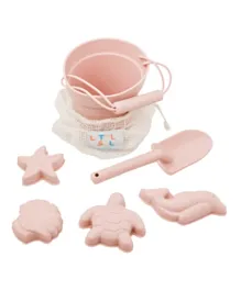 Little Sol+ Silicone Beach Bucket and Spade 6 Piece Set - Pink Sand
