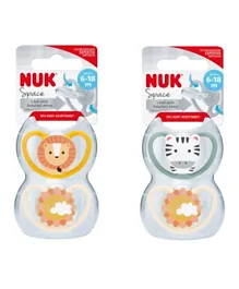 NUK Space Silicone Soother Pack of 2 - Assorted