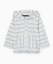Zippy Striped Hooded Shirt - White And Blue